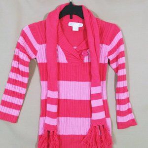 Girls Striped Sweater with Matching Scarf